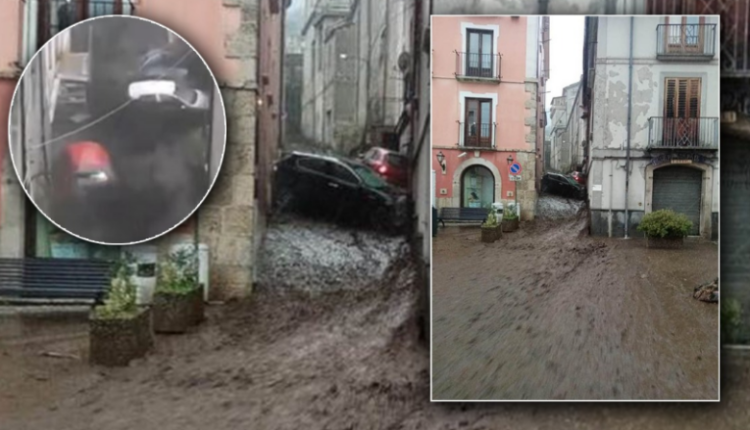 “Çmendet” moti në Itali, rrugët kthehen në lumenj, uji merr përpara makinat