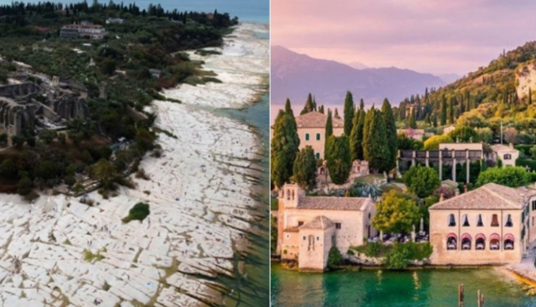 Thatësira “zhvesh” liqenin më të madh të Italisë, del në pah shtrati shkëmbor