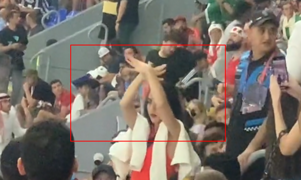 Një tifoze largohet nga stadiumi, pasi bëri me shqiponjën me duar (VIDEO)