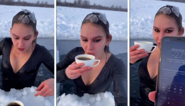 Del nga një liqen i ngrirë dhe pi kafe në -27 gradë: “Mbretëresha e Akullit” sfidon sërish