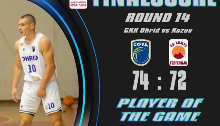 Taulant Ibraimi lojtar i ndeshjes Ohri-Kozhuf në ligën e Parë të Maqedonisë në Basketboll