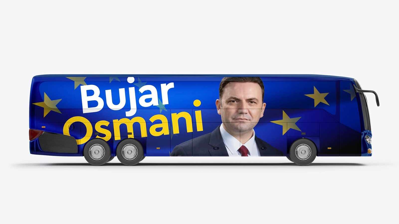FOTO LAJM/ Bujar Osmani shpalos se me karavan europian do bëjë fushatën për presidentin e parë shqiptar